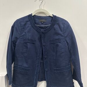 Talbots Navy Blazer with Fringe Detail